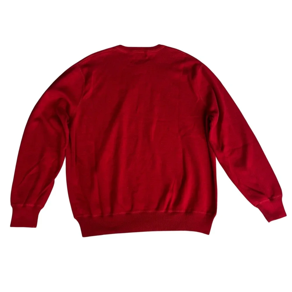 Polo Ralph Lauren Mens XL Red Cotton‎ Crewneck Sweater Navy Blue Pony Logo
